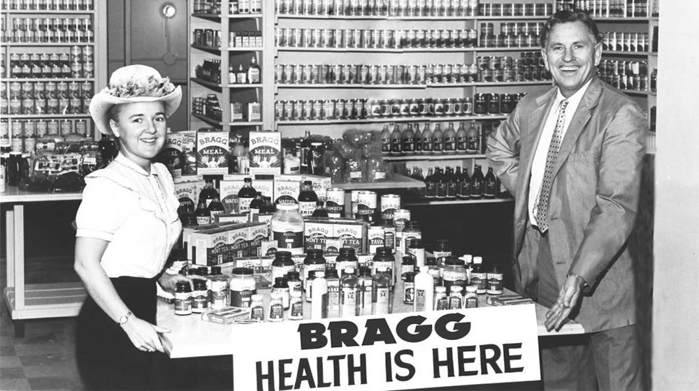 Century of time tested wellness. Founder Paul Bragg and adopted daughter Patricia Bragg introduced science-backed, ingredient-led  products and encouraged vibrant, wholesome living.
